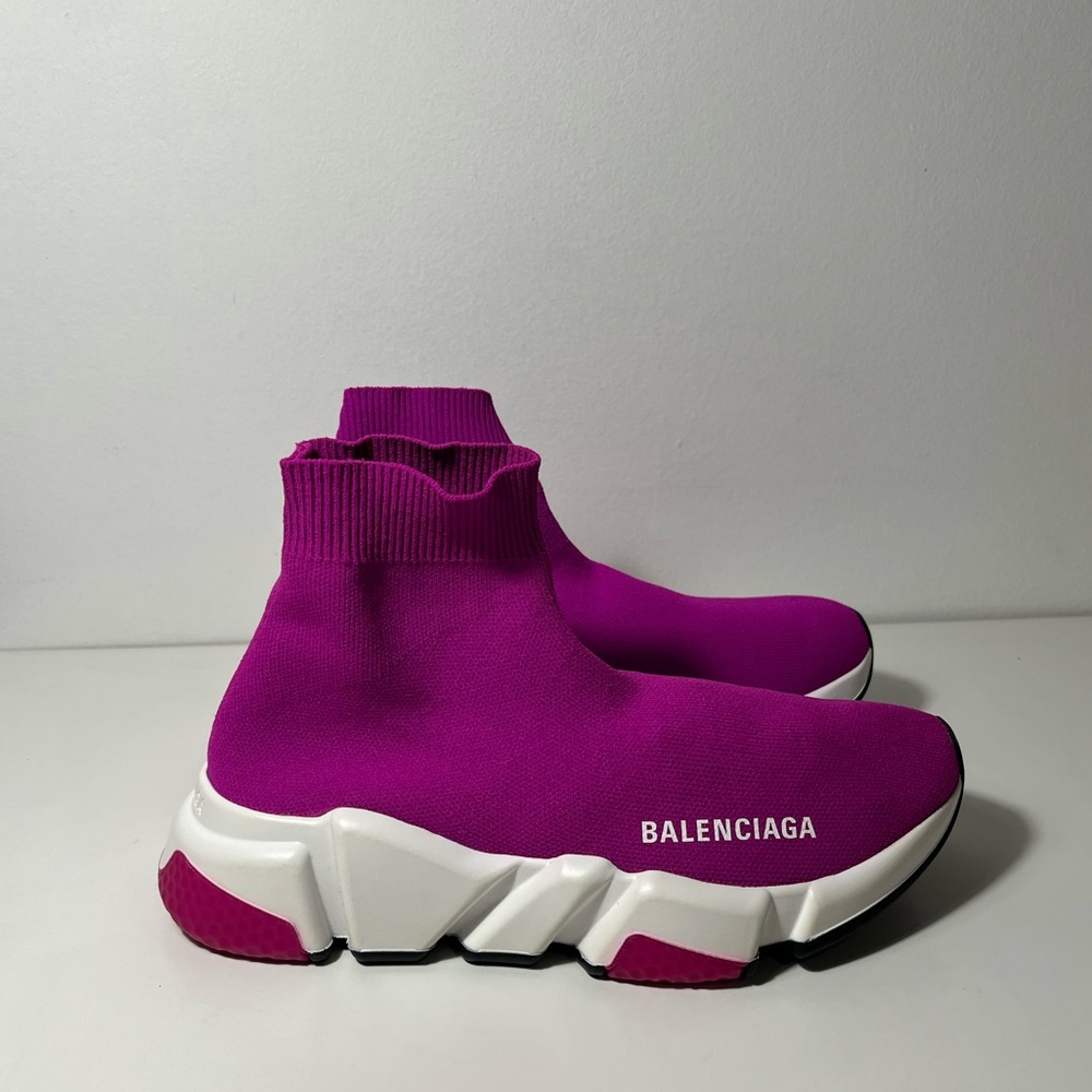 Balenciaga Fuchsia Speed Sock Knit Chunky Trainers Sneakers - Picture 7 of 10